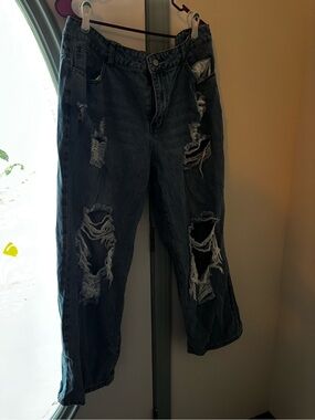 SHEIN Ripped Dark Blue Boyfriend Jeans